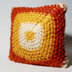 Handmade Crochet Granny Square Boho Throw Pillow