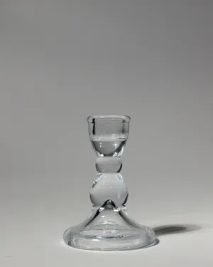 Vintage Clear Crystal Glass Candlestick Holder Minimalist