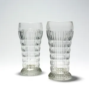 Jeannette Glass Ribbed Sundae Glass, Heavy, Diner Root Beer Float Glass, 