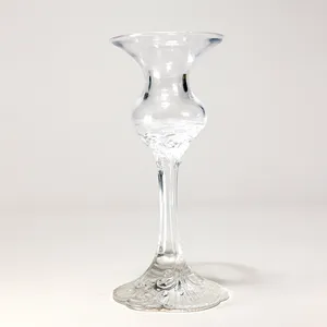 Vintage crystal glass candlestick holder. Clear Glass Ornate base