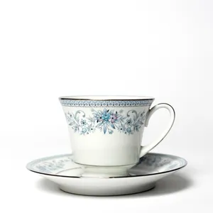 Noritake Plate Blue Hill Pattern Contemporary Blue Hill Pattern Blue flowers with Silver painted Rim Cup and Saucer - saucer 6
