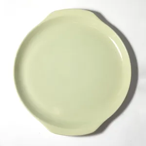 Oversized Olive Green Round Ceramic Platter with double handles