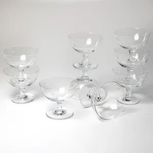 Star Dust Quartzex Crystal Stemmed Dessert Glass, Sherbet Glass with etched stars