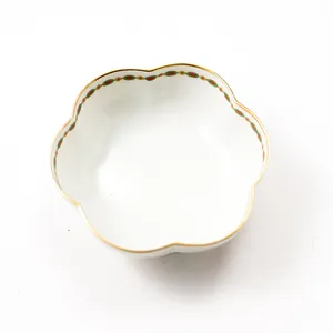 Vintage white with orange blue flowers scalloped edge Vieux China Pattern Melon Bowl - 4.25