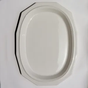 Vintage White Ironstone Oval Ceramic Serving Platter
