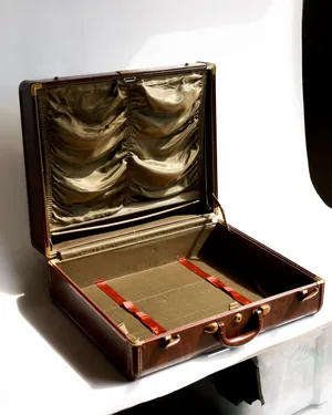 Vintage 1950 Samsonite Hard Case Brown Suitcase Luggage with Green Satin Interior