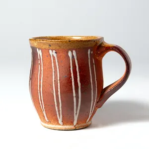 Handmade Pottery Coffee Mug Orange Brown, red ware