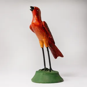 Cardinal Statue with a clear Glass bud vase - 5.5