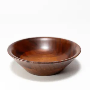 Vintage Vermillion Real Walnut Wood Salad Bowl