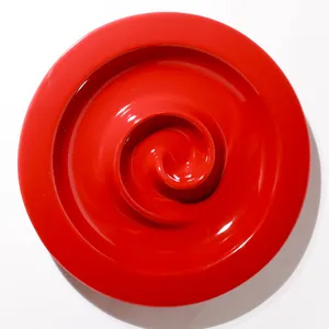 Glossy Red Modernist Swirl Ceramic Sculptural Platter
