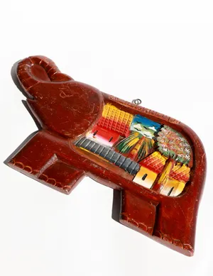 Vintage Hand-Carved Wooden Elephant Wall Hanging or Trivet.