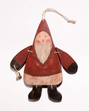 Primitive Folk Art Wooden Jointed Santa Clause Decoration, Holidays, Christmas