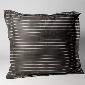 Dark Gray White Striped Throw Pillow with Board Flat Edge Throw Pillow
