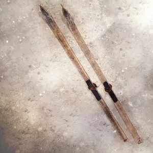 Antique Primitive Wooden Skis Rustic Winter Lodge Decor