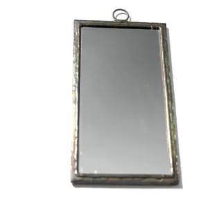 Mirror Large rectangular mirror with 2 blue fairies with an orange flower on the back. wall hanging Cast aluminum in a smoked nickel finish