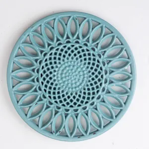 Turquoise Enameled Iron World Market Trivet - 8