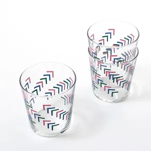 Retro Pink, Blue and Green Chevron detail, Juice Glass - 3.5