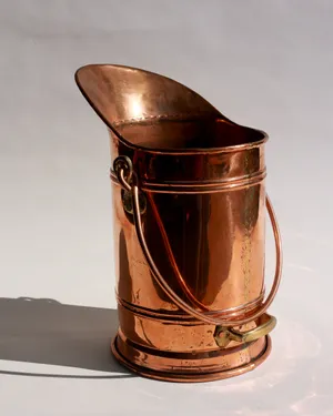 English Copper Large Antique Country House Victorian Era Coal Bin
