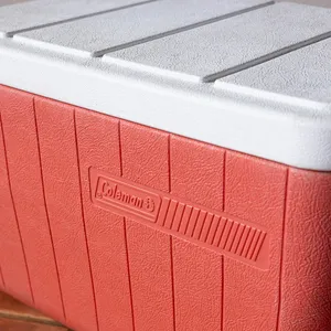 Sports and Outdoors Picnic: Vintage Coleman Outdoor Ice Chest, Pink, Faded Red, Plastic, Camping, Picnic, Model 5277 - 12