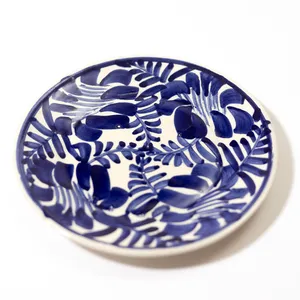 Vintage Anfora Hand Painted Mexican Pottery Plate blue and white  - 7.25