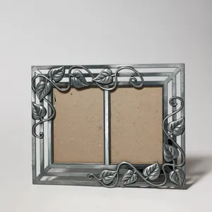 Metal Silver Pewter Ivy Leaf Double Photo Frame