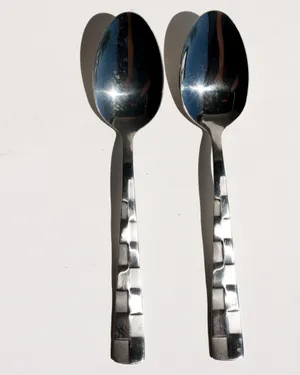 Flatware Silver Checkered Frost Frosted Handle Soup Spoon
