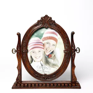 Vintage NiB Antique Mantle Piece Picture Stand Rotating Picture Frame. Wood with Carved Detail