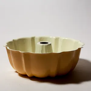 Vintage Yellow Glazed Ceramic Bundt Cake Mold, Baking Pan