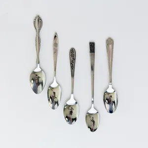 Assorted stenciled silver spoons vintage flatware- 11