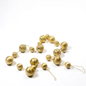 Garland made of Gold Tinsel Balls - 2