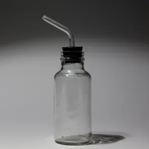 Vintage Laboratory Glass Bottle Rubber Stopper Bent Tube Lab Glass, Medical, Doctor, Irrigation