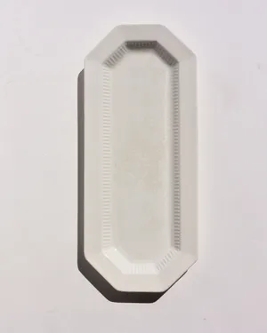 Vintage Nikko White Rectangular Platter with a Raised Textured Edge Serving Platter