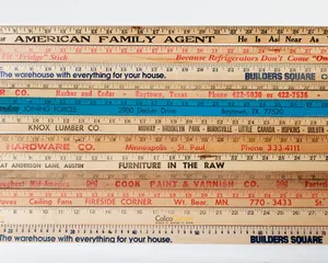 Vintage Wooden Advertising Yardstick Americana Props