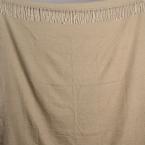 Toupe with White Diamond pattern blanket throw with white fringe - 4' x 5'