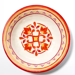 Round White Melamine Bowl Red, Yellow, Pink Graphic  - 7.5