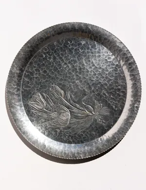Vintage Hammered Aluminum Serving Tray ~Tulips~