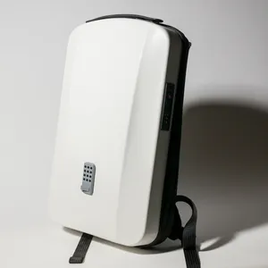 Futuristic White Hardshell Smart Tech Backpack, Space Age