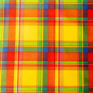 Vintage Fabric Yellow Green Red Blue Plaid - 35