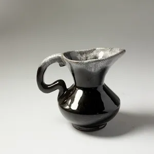 Red Clay Monticello Souvinier Coffee Creamer Brown with Paint Drip - 3.5