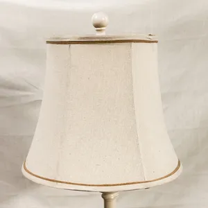 Taupe Fabric Bowed Empire Lampshade Light Brown Trim, Retro Lamp Shade