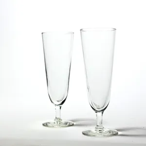 Clear Glass Pedestal Tall Pilsner Beer Glass Barware
