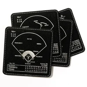 Texas Rangers Greatest Play Leatherette Coasters - 4