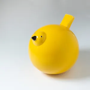 Round Yellow Ceramic Bird Figurine - 5
