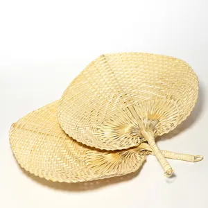 Woven Hand Fan, Wicker, Vintage - 15.5