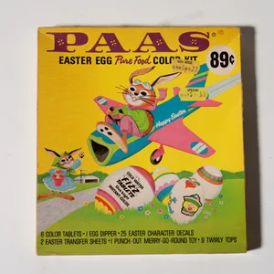 Vintage 1960s PAAS Easter Egg Dye Kit, Yellow Package