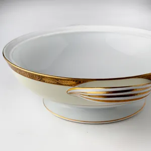 Fine China Soup Terrine with Gold Trim and Handles - 3