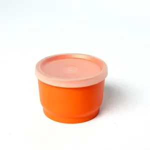Tupperware: Small Orange Opaque Tupperware Snack Cup with Clear Plastic Lid