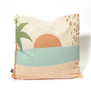 Abstract Sunset Theme Beige, Orange, Blue and Green Throw Pllow pair - 16