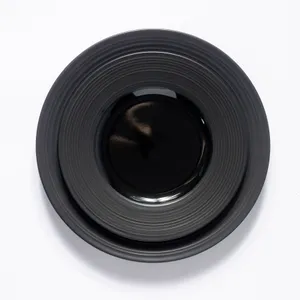 Black Dinner Set with Matte Ribbed Edge Salad - 8.5
