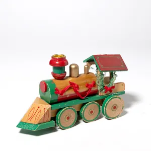 Christmas Decoration: Vintage Wood Train with 6 moving wheels
